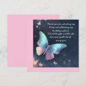 きらめくかわいらしバタフライフラットサンキューカード サンキューカード (正面/裏面)