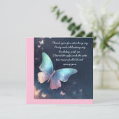 きらめくかわいらしバタフライフラットサンキューカード サンキューカード (スタンド正面)