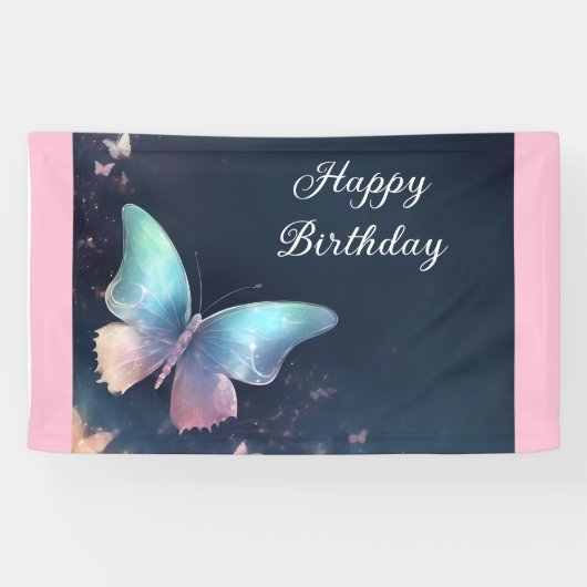 きらめくかわいらし蝶のバナー 横断幕 (横)