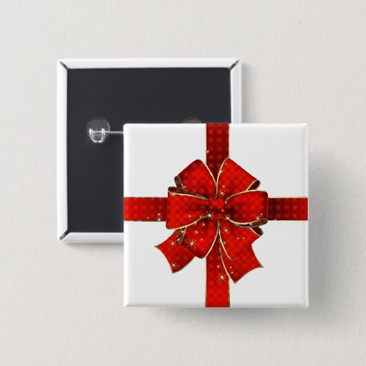きらめくなクリスマスの弓ボタン 缶バッジ (正面&裏面)