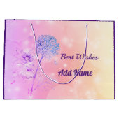 きらめくなピンクの花の妖精の第13誕生日 ラージペーパーバッグ (裏面)