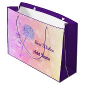 きらめくなピンクの花の妖精の第13誕生日 ラージペーパーバッグ (裏面アングル)