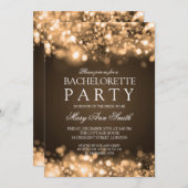 きらめくなライト金ゴールドのエレガントなバチェロレッテ 招待状 (正面/裏面)