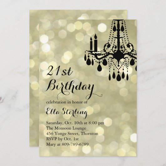 きらめくなライト金ゴールドの社交ダンスの誕生日の招待状 招待状 (正面/裏面)