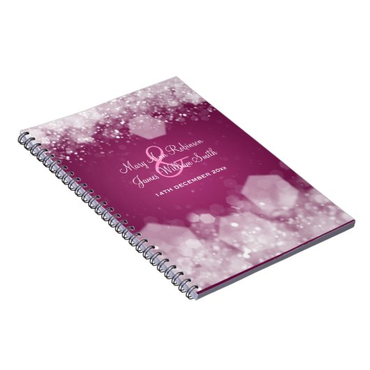 きらめくな夜プラムエレガントな結婚式の引き出物 ノートブック (右側)