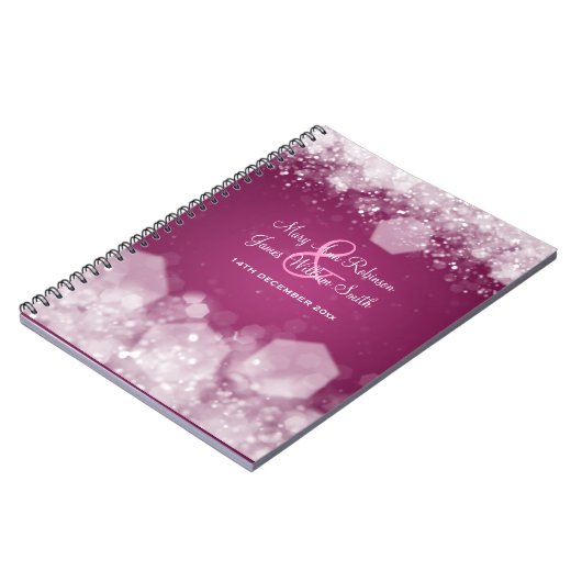 きらめくな夜プラムエレガントな結婚式の引き出物 ノートブック (左側)