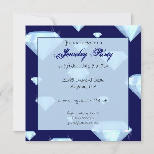 きらめくな宝石のジュエリーのパーティの招待状 招待状 (正面)