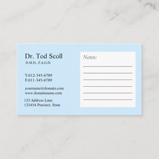 きらめくな歯の歯科医のデンタルケア 名刺 (裏面)