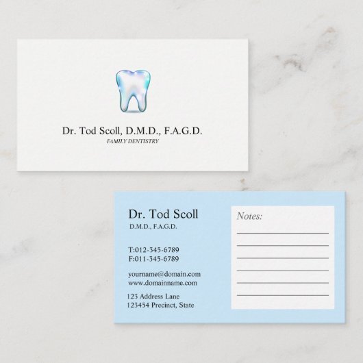 きらめくな歯の歯科医のデンタルケア 名刺 (正面/裏面)