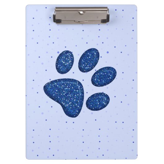 きらめくな猫の足のプリント-青 クリップボード (正面)