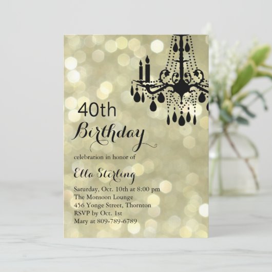 きらめくな金ゴールドの社交ダンスの第40誕生日の招待状 招待状 (スタンド正面)
