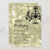 きらめくな金ゴールドの社交ダンスの第40誕生日の招待状 招待状 (正面/裏面)