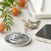 きらめくな銀製のハート大きいKeychainの名前 キーホルダー (側面)