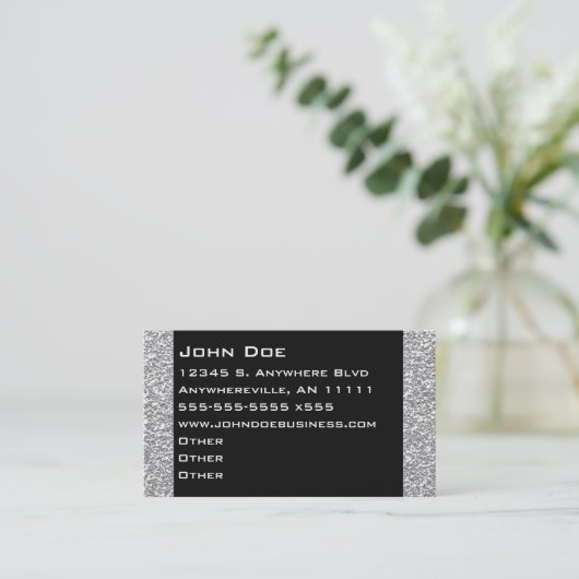 きらめくな銀製のボーダー名刺 名刺 (スタンド正面)