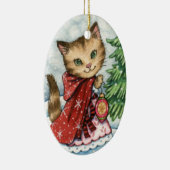 きらめくな雪-かわいいクリスマス猫のオーナメント セラミックオーナメント (右)