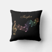 きらめくの虹のパーソナライズな音符の枕 クッション (裏面)
