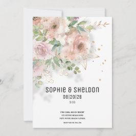 きらめくほこりっぽいバラユーカリ結婚グリネリーA 案内状