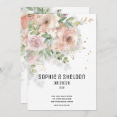 きらめくほこりっぽいバラユーカリ結婚グリネリーA 案内状 (正面/裏面)