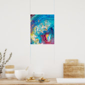 きらめくアゲートスライスアクアグエデアートプリント ポスター (キッチン)