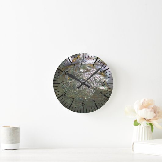 きらめくアワビの貝殻、美しい自然 ラウンド壁時計 (ホーム)