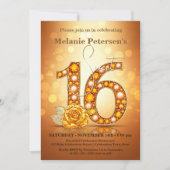 きらめくアンバージェムストーンゴールデンバラスウィート16 招待状 (正面)
