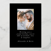 きらめくウィンターパインブラックと金ゴールド 箔シーズンカード (裏面)