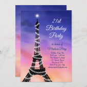 きらめくエッフェルタワーサンセット21歳招待状 招待状 (正面/裏面)