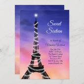 きらめくエッフェルタワーサンセットSweet sixteen招待状 招待状 (正面/裏面)