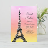 きらめくエッフェルタワーSweet sixteenピンク 招待状 (スタンド正面)