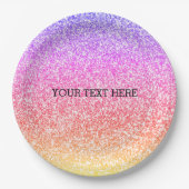 きらめくエレガントガーリーカラフル ペーパープレート (正面)