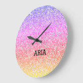 きらめくエレガントガーリーカラフル ラージ壁時計 (傾斜)