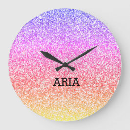 きらめくエレガントガーリーカラフル ラージ壁時計