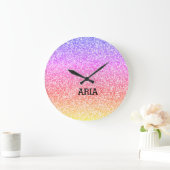 きらめくエレガントガーリーカラフル ラージ壁時計 (ホーム)