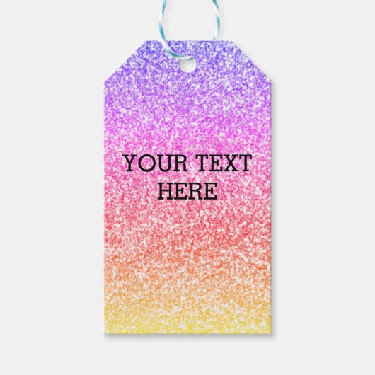きらめくエレガント虹カラフル ギフトタグ (正面)