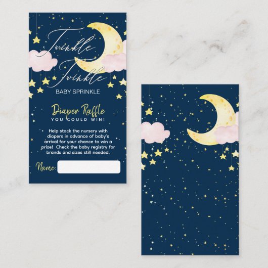 きらめくオムツラッフルバジェット赤ちゃんシャワー エンクロージャーカード (正面/裏面)