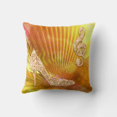 きらめくオレンジ音楽ノート及びスチレットヒール クッション (裏面)