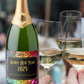きらめくカスタム年末年始ラベル スパークリングワインラベル