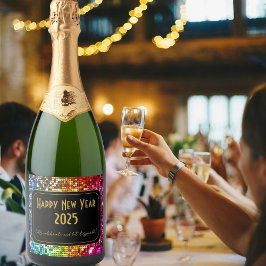 きらめくカスタム年末年始ラベル スパークリングワインラベル