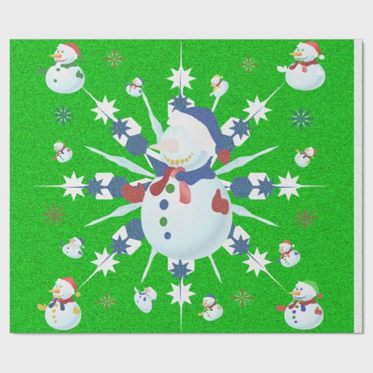 きらめくクリスマスの雪だるま - ラッピングペーパー (フラット)