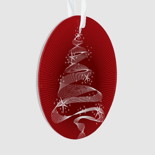 きらめくクリスマススタイリッシュツリー写真 オーナメント (正面)