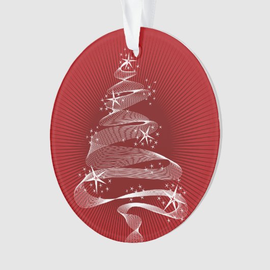 きらめくクリスマススタイリッシュツリー写真 オーナメント (正面)