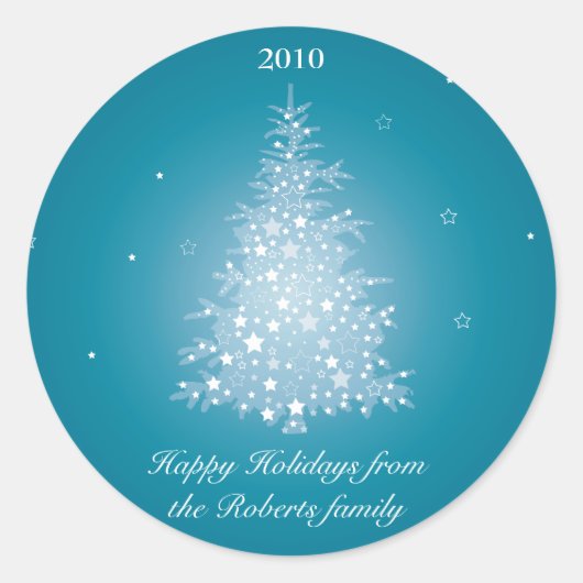 きらめくクリスマスツリーステッカー ラウンドシール (正面)