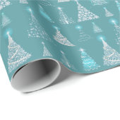 きらめくクリスマスツリーパターンティール(緑がかった色)ID844 ラッピングペーパー (ロールコーナー)