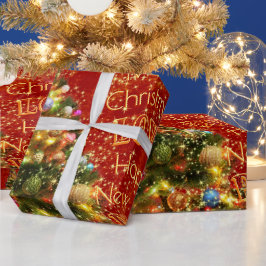 きらめくクリスマスツリーラッピング紙 ラッピングペーパー