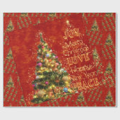 きらめくクリスマスツリーラッピング紙 ラッピングペーパー (フラット)