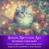 きらめくクリスマスツリー甘い子猫デクページ 薄葉紙