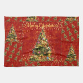きらめくクリスマスツリー キッチンタオル (横)
