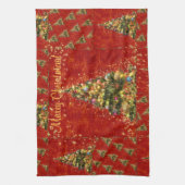 きらめくクリスマスツリー キッチンタオル (縦)