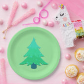 きらめくクリスマスツリー ペーパープレート (パーティー)