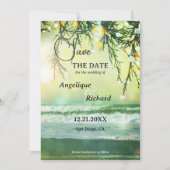 きらめくクリスマスビーチ写真Save the Date Card セーブザデート (正面)